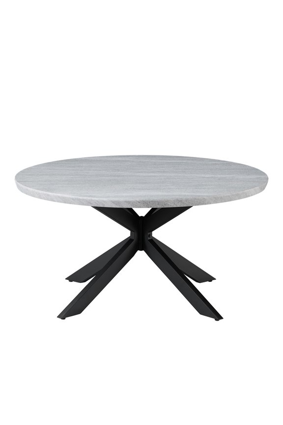 Keyla Contemporary 36" Round Faux Marble Coffee Table, Gray