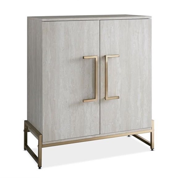 Steve Silver Larkin Modern Faux Marble and Gold Metal Base Wine Cabinet