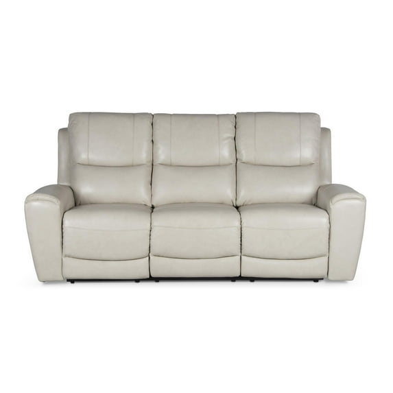 Steve Silver Laurel Dual Power Reclining 86" width Leather Sofa with Console, Ivory