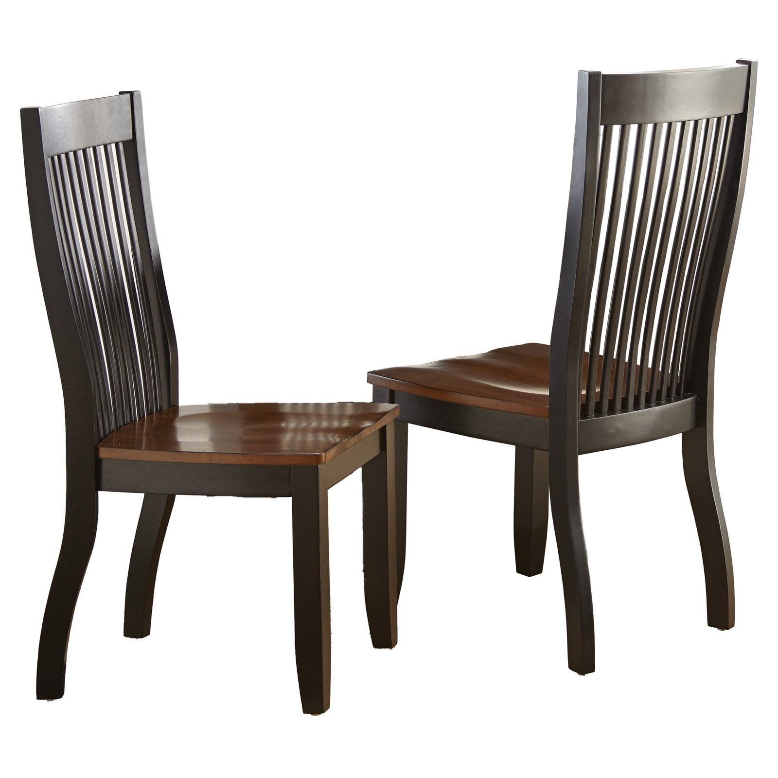 Steve Silver Lawton Wood Dining Chair, Set of 2, Black with Brown Seats
