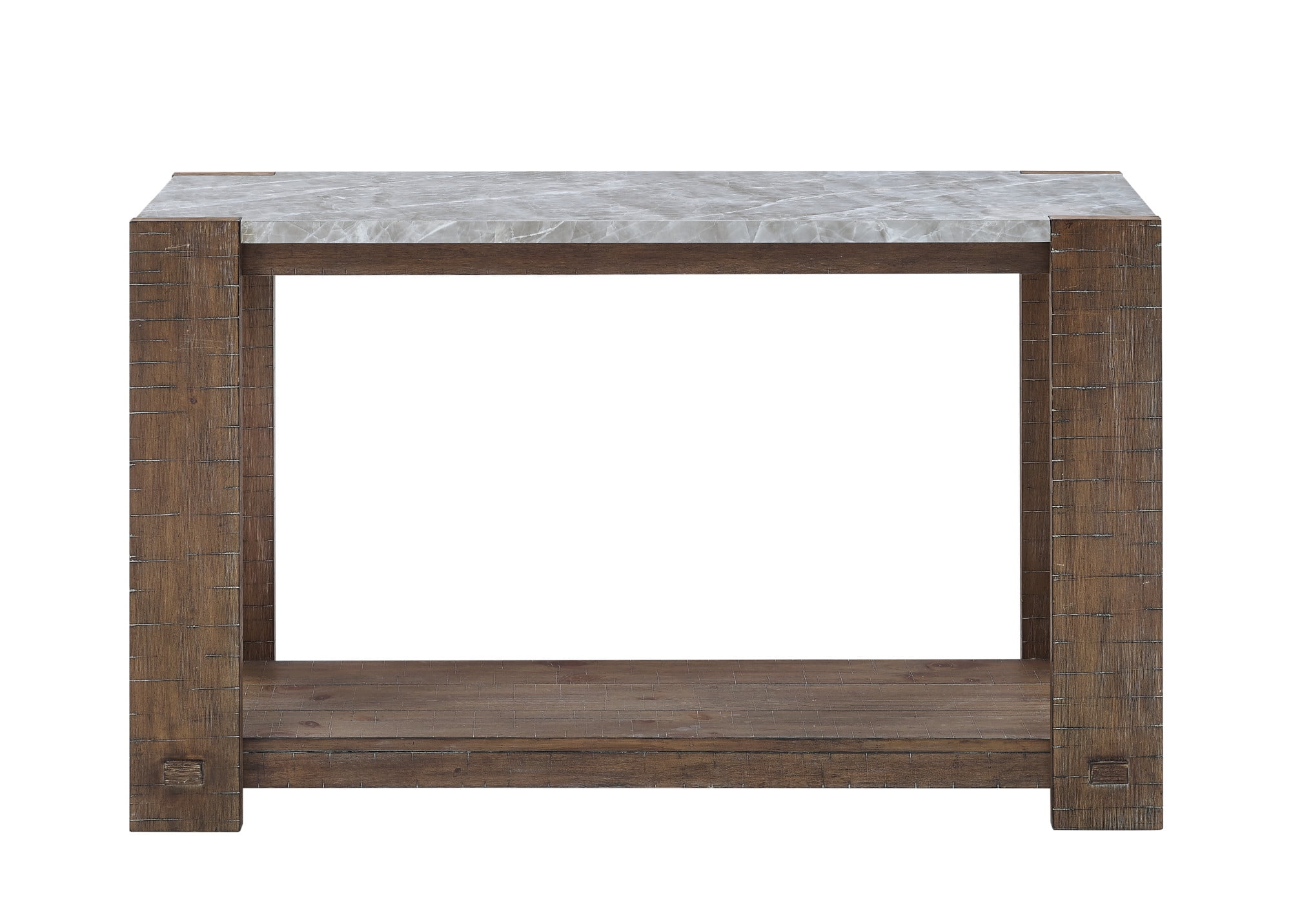 Libby Dusty Caramel Pine and Gray Stone Console Table with Shelf