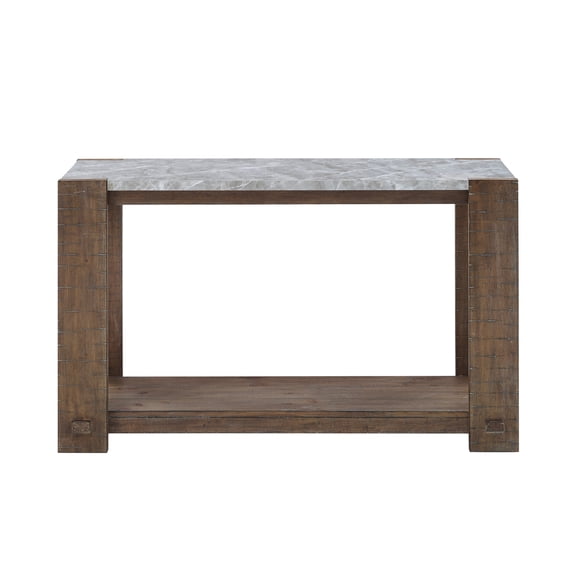 Steve Silver Libby 54.75" H Sintered Stone Console Table with Shelf, Dusty Caramel