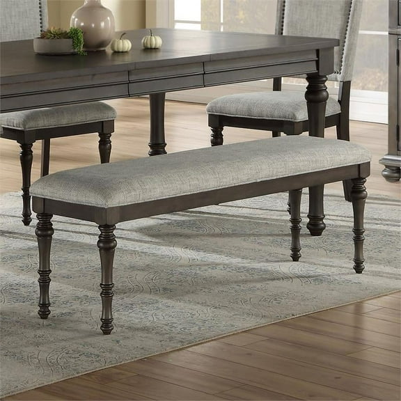 Steve Silver Linnett Gray Fabric Dining Bench