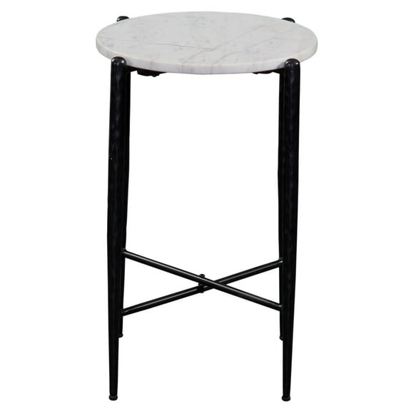 Steve Silver Loxie White Marble Top Round End Table