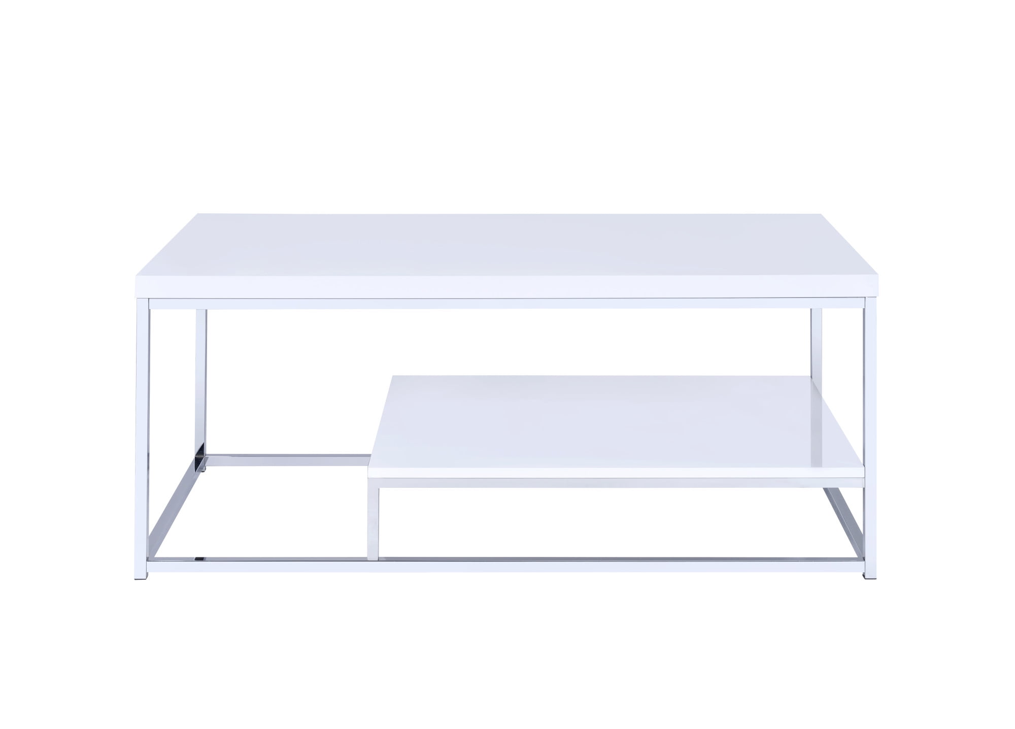 Lucia 52'' White and Chrome Rectangular Metal Coffee Table