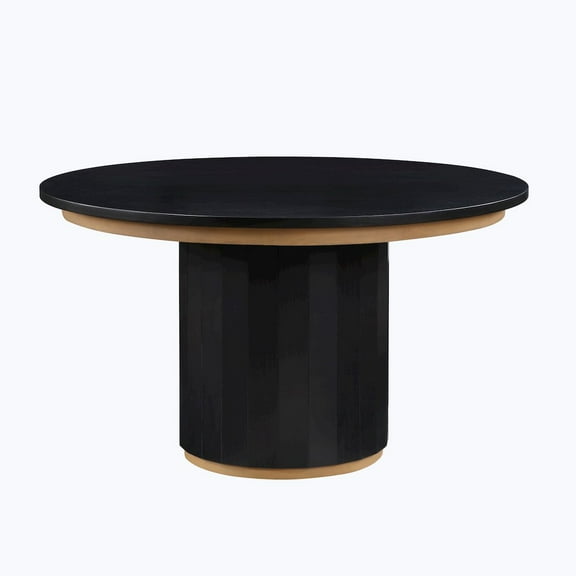 Steve Silver Magnolia 52-Inch Round Table, Black  with Gold Accent