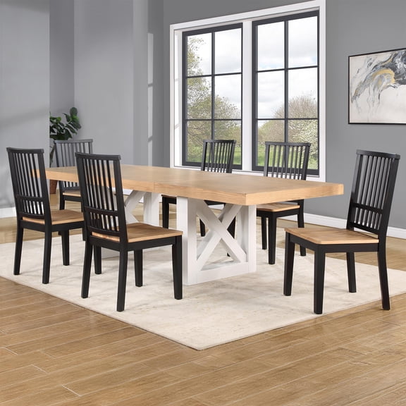 Steve Silver Magnolia 7-Piece Dining Set (Table 6 Side Chairs) in Brown