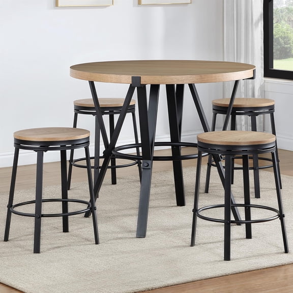 Steve Silver Magnoli 5-Piece Counter Dining Set in Brown/Black