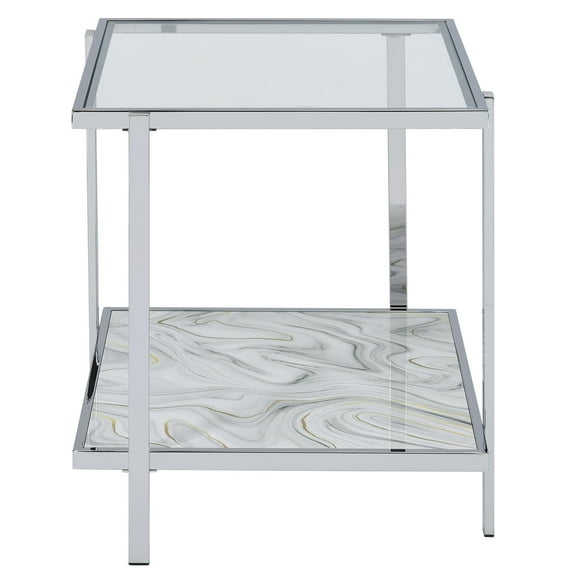 Steve Silver Mika Contemporary 22" Square End Table, Silver