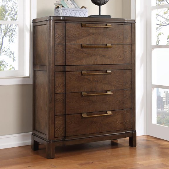 Steve Silver Milan Walnut Brown Wood 5-drawer Chest