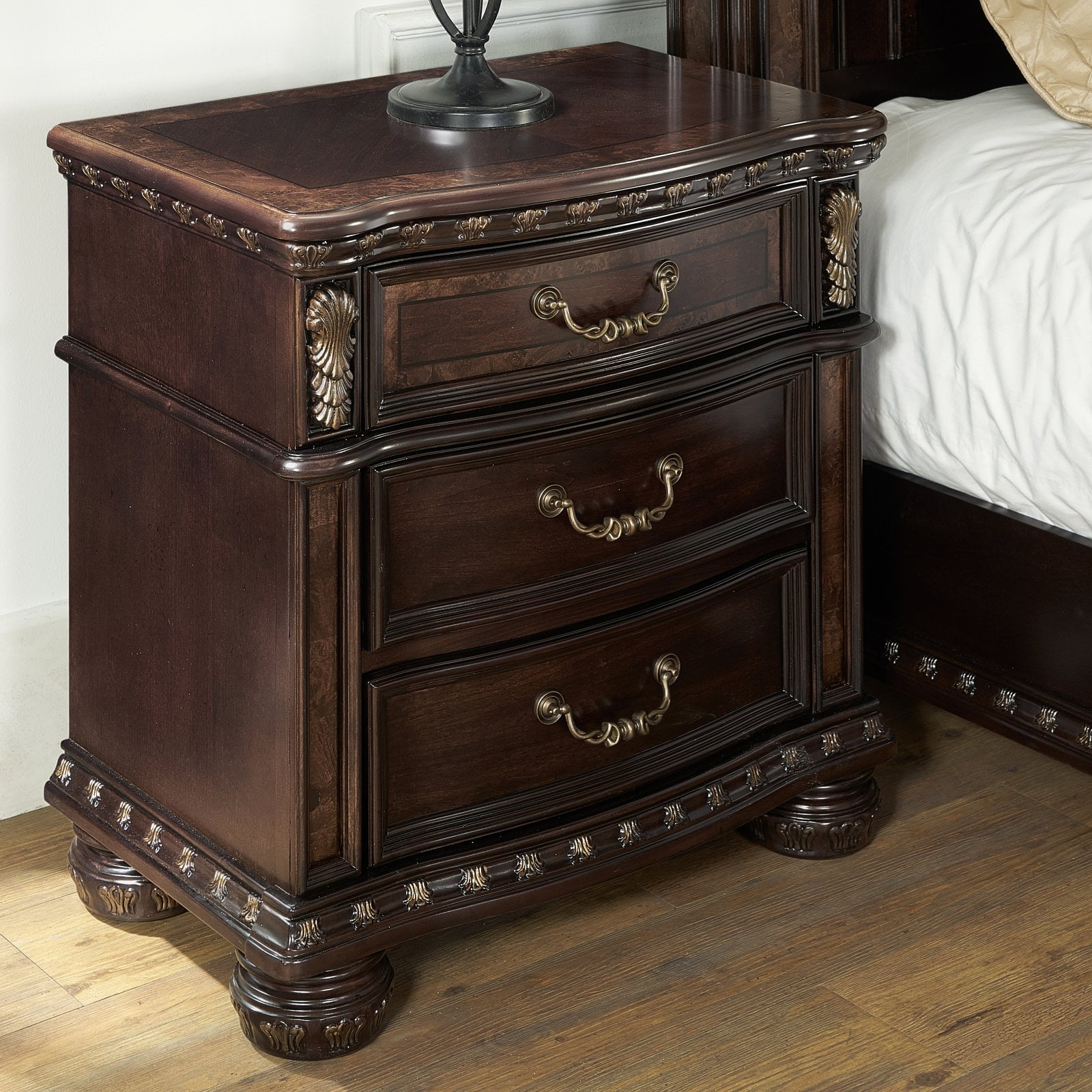 Monte Carlo 29" Cocoa Brown 3-Drawer Wood Nightstand