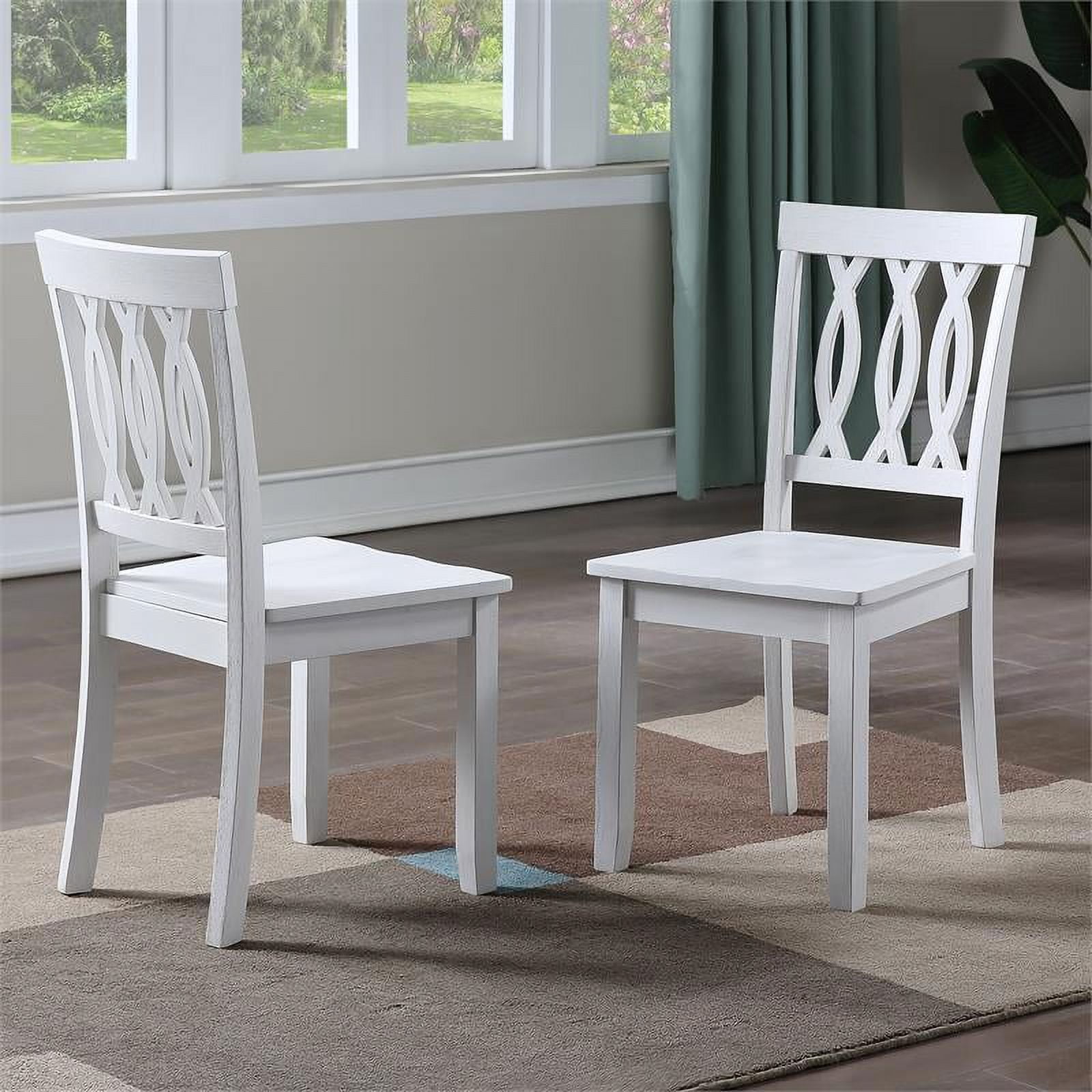 Naples White Wood High Back Side Chair Set