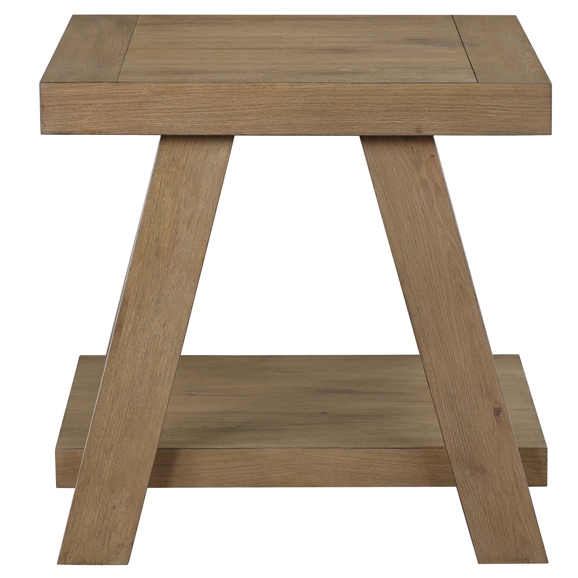 Steve Silver Orinda Modern Square End Table with Bottom Shelf, Warm Caramel