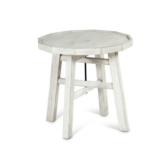 Steve Silver Paisley Distressed Alabaster White Wood End Table