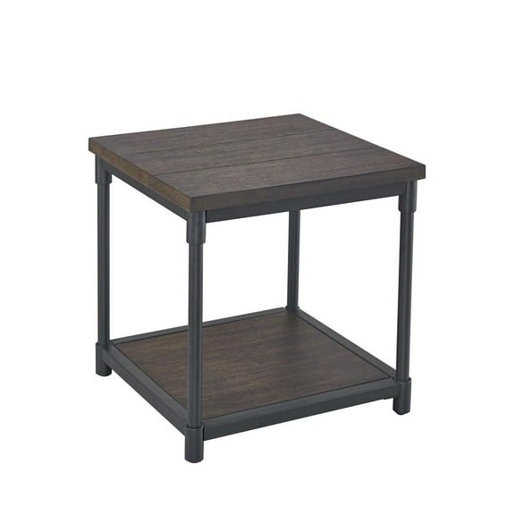 Steve Silver Prescott Smokey Oak and Black Metal End Table