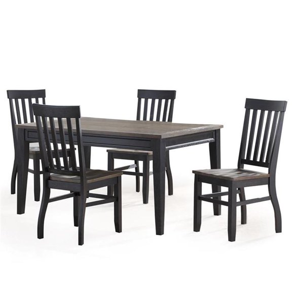 Steve Silver Raven Noir Two-Tone Ebony and Driftwood 5-Piece Dining Set