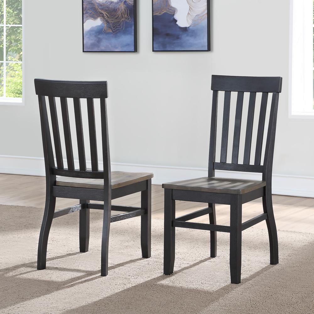 Ebony and Driftwood Transitional Slat Back Side Chair Set