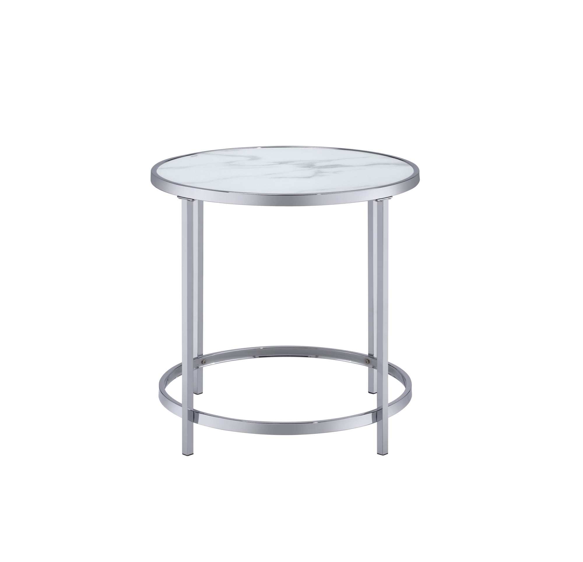 Rayne 24" Round Chrome and Glass End Table
