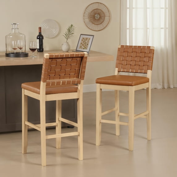 Steve Silver Reid Sand and Camel Pair of 2 Upholstered Bar Stools