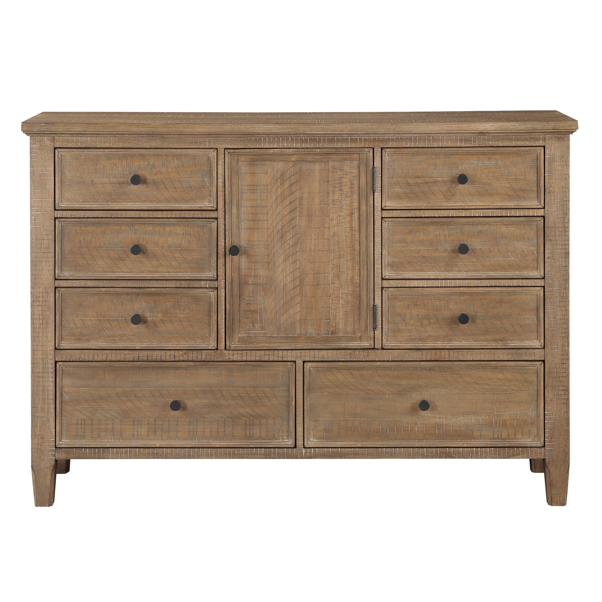 Steve Silver Riverdale Rustic Horizontal Dresser with 8 Drawers and One Door, Brown