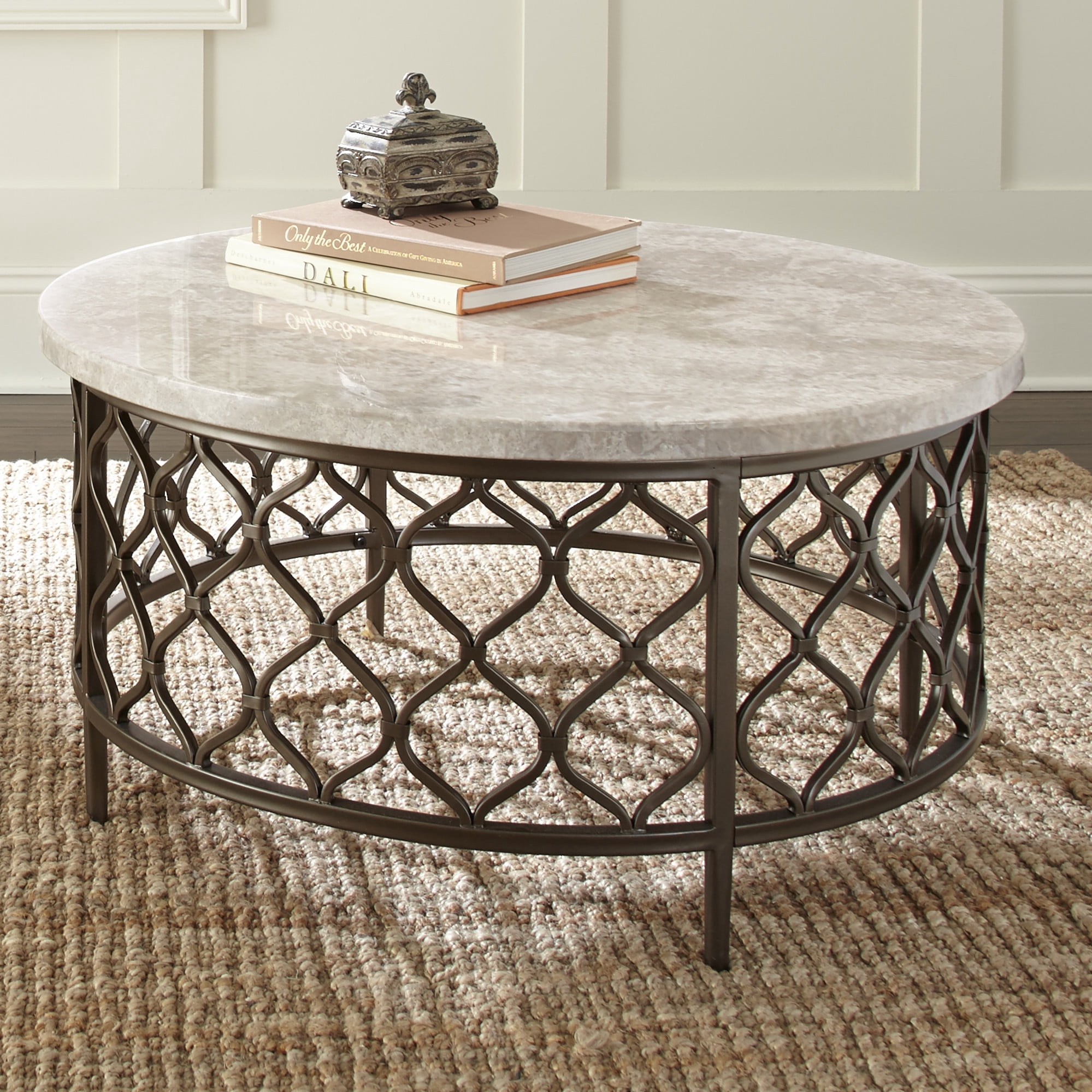Steve Silver Roland Marble Top 36 inch Round Coffee Table