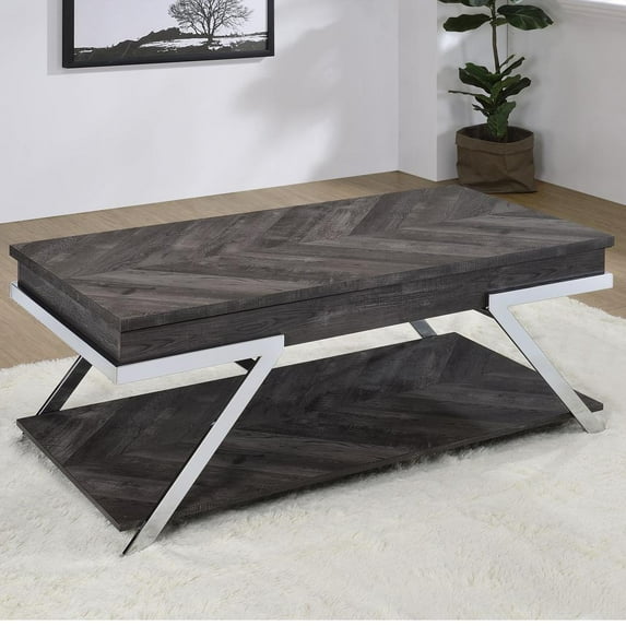 Steve Silver Roma Indoor Lift-Top Wood and Laminate Coffee Table, Dark Gray