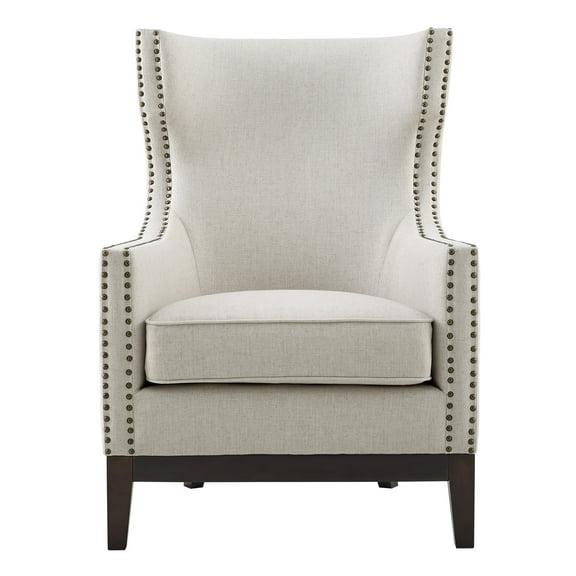 Steve Silver Roswell Beige Linen Accent Chair with Nailhead Trim