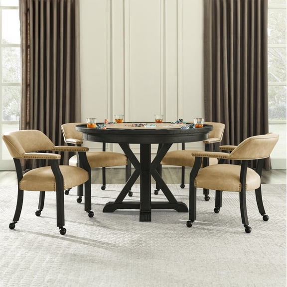 Steve Silver Rylie 6PC Dining Set with Game Top, Black