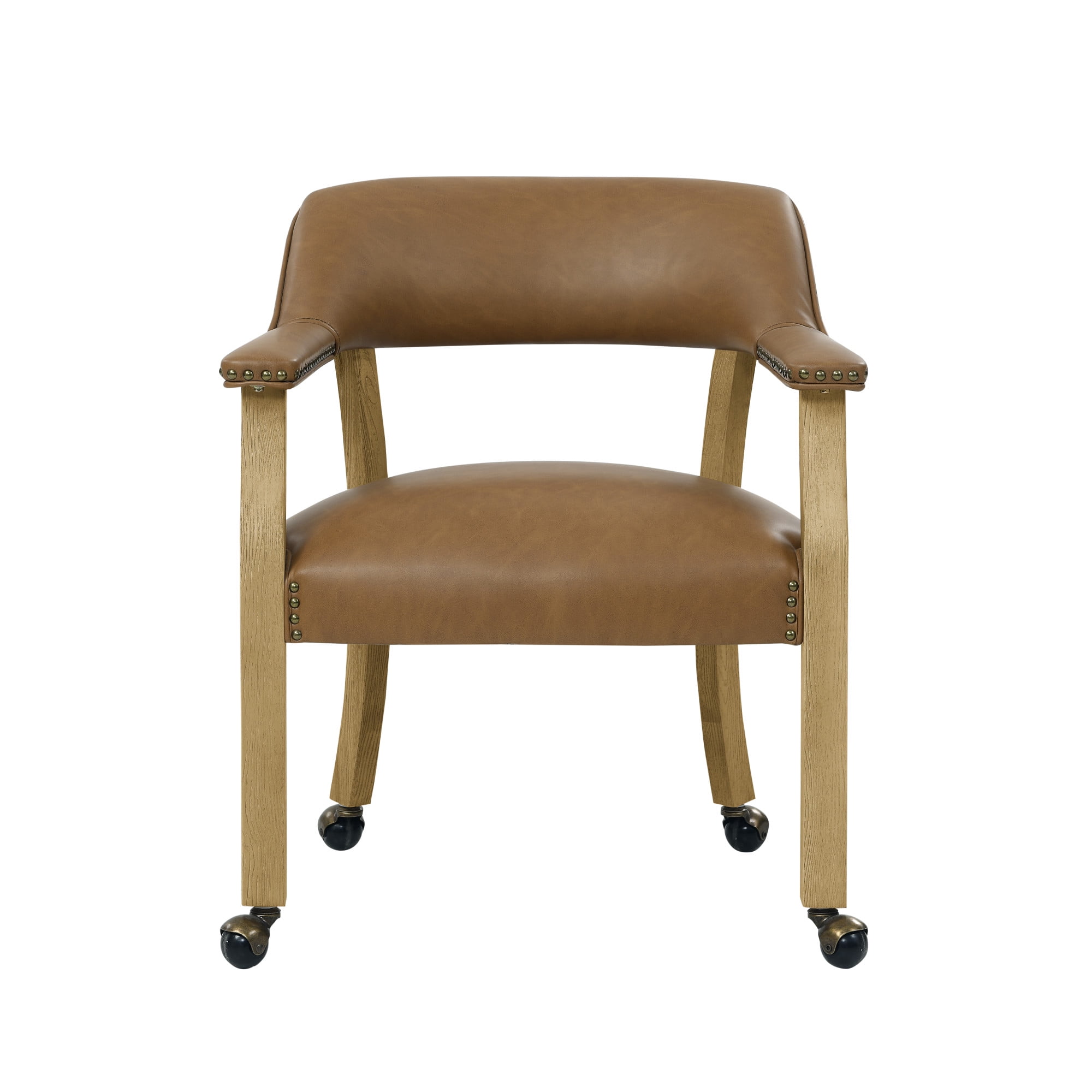 Steve Silver Rylie Traditional Dining Arm Char with Castors, Set of 2, Camel/Sand