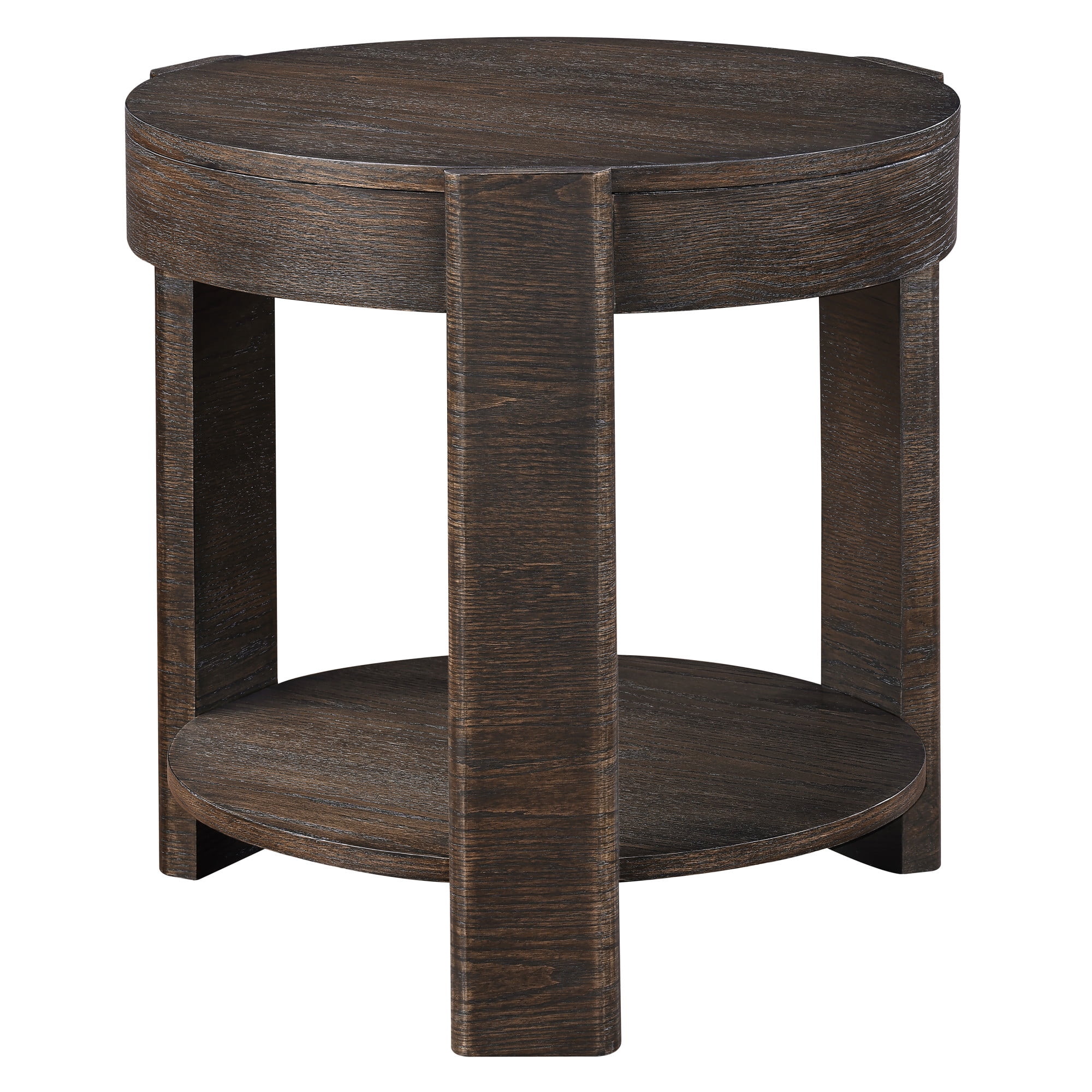 Steve Silver Salina Espresso Round End Table, Distressed Deep Espresso