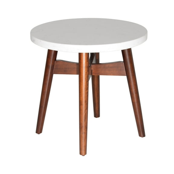 Steve Silver Serena End Table with Silverstone Top, White