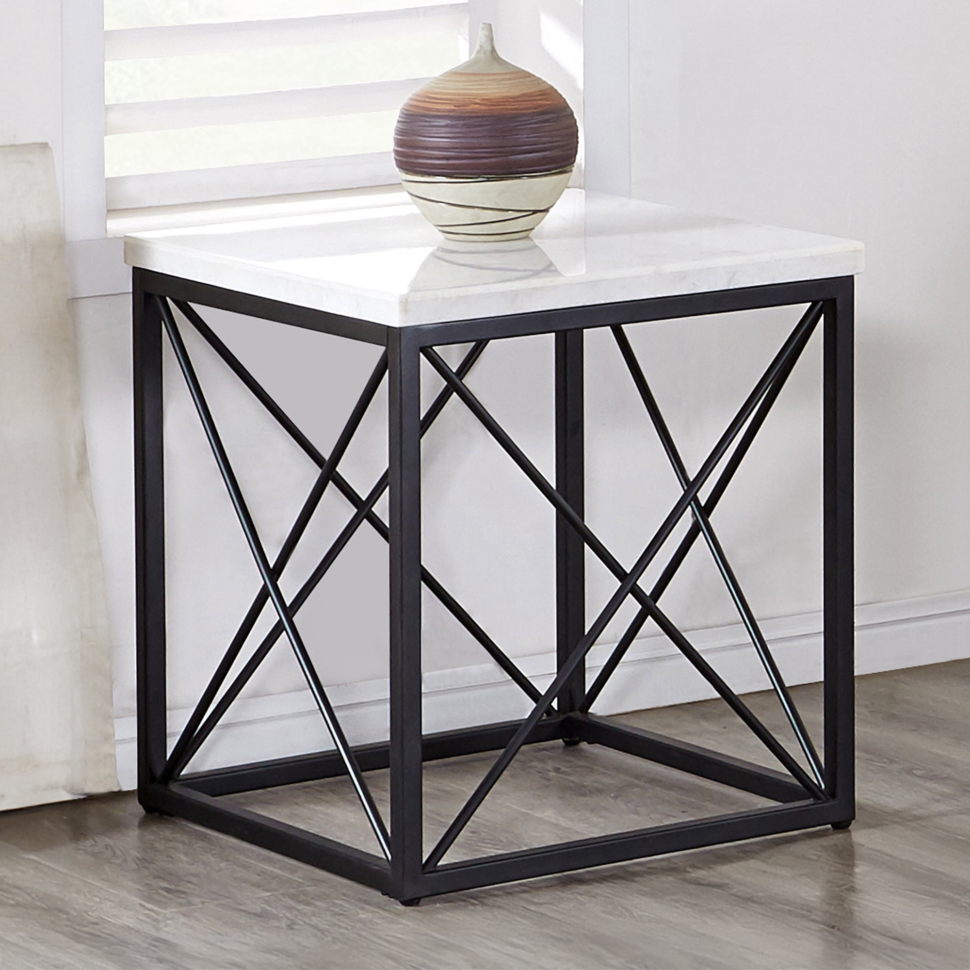 Steve Silver Skyler Genuine White Marble 22-inch Square End Table