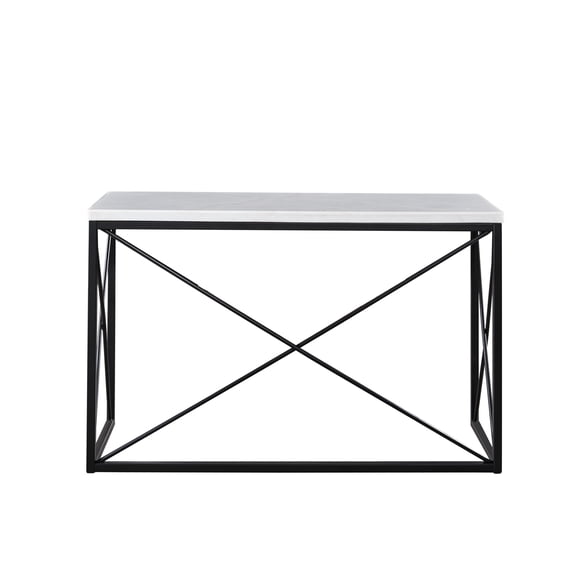 Steve Silver Skyler White Genuine Marble Top Rectangle Sofa Table