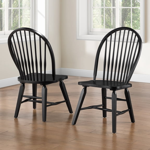 Steve Silver Sommerset Black Windsor Solid Wood Dining Chairs, Set of 2