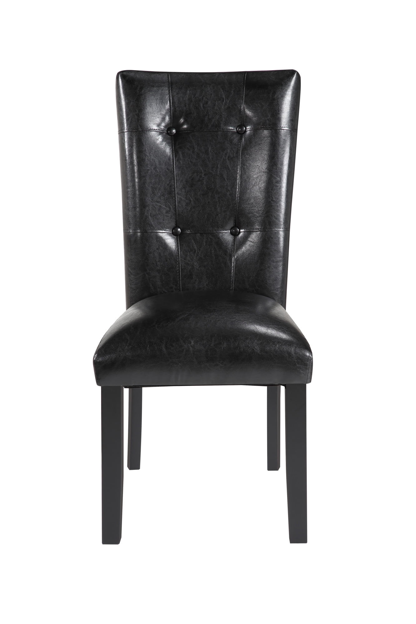 Black Faux Leather Upholstered Parsons Side Chair Set