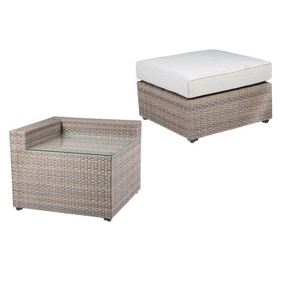 Steve Silver Tamyra Corner Side Table & Ottoman