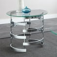 thumbnail image 1 of Steve Silver Tayside Rumfelt Round Glass Top End Table in Chrome, 1 of 3