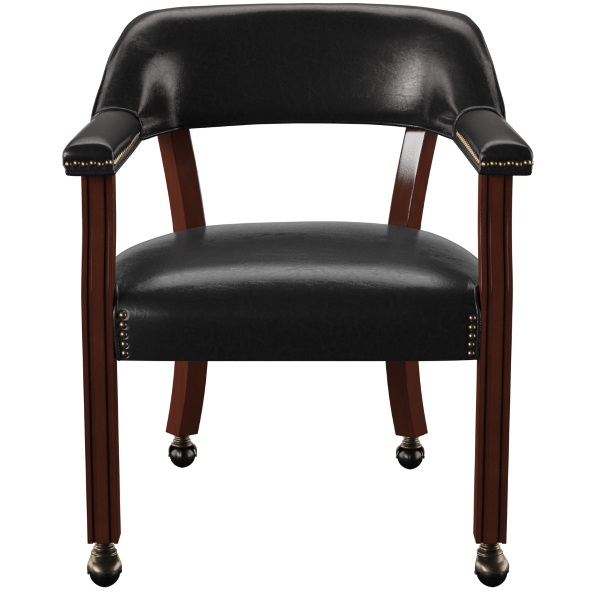 Steve Silver Tournament Faux Leather Dining Chairs with Arms, Black