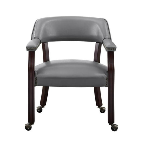 Steve Silver Tournament Gray Faux Leather Arm Chair with Casters