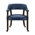 thumbnail image 1 of Steve Silver Tournament Navy Blue Faux Leather Arm Chair with Casters, 1 of 7
