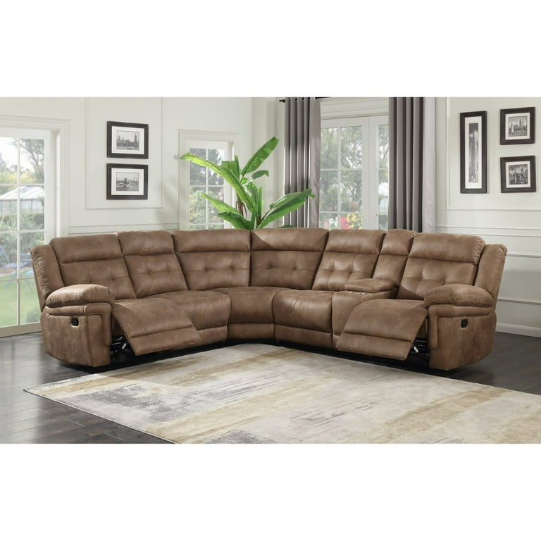 Steve Silver Transitional 3 Piece Microfiber Reclining Sectional in Chocolate