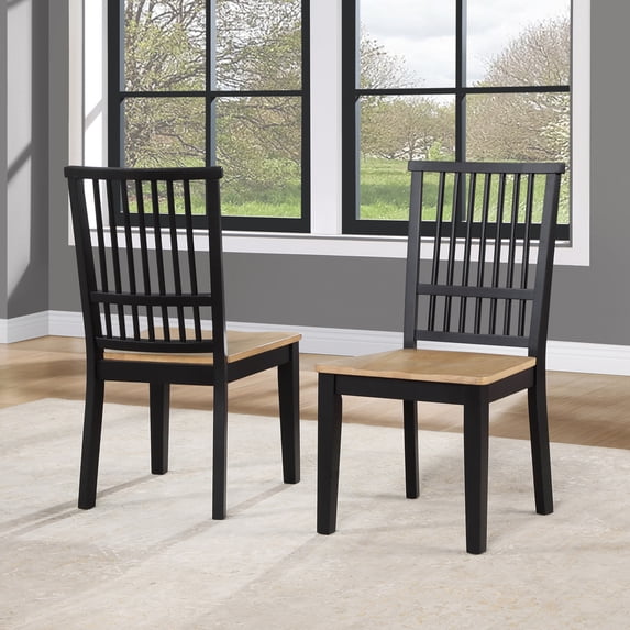 Steve Silver Magnolia Wood Two-Tone Natural and Black Set of 2 Dining Side Chair