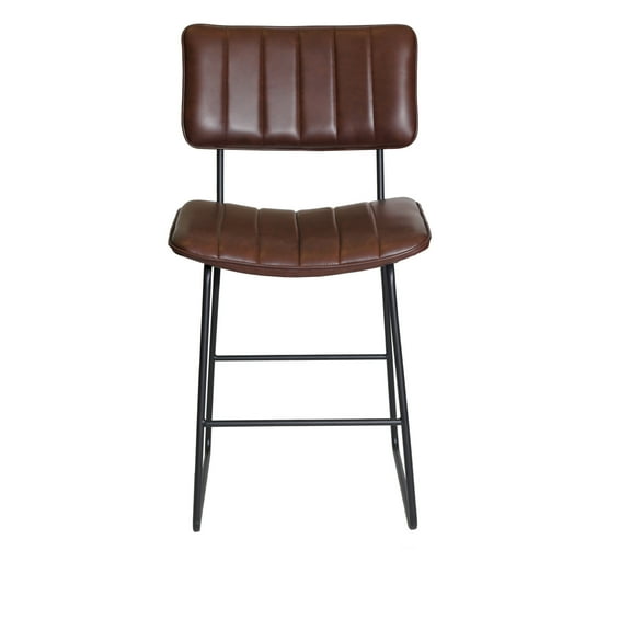 Steve Silver Tribeca Metal and Brown Faux Leather Commercial Grade Counter Stool