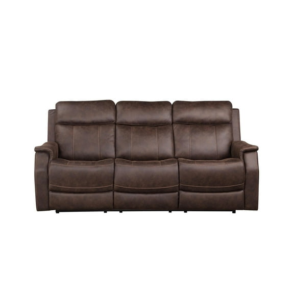 Steve Silver Valencia Leatherette Dual Power Reclining Sofa, Walnut Color