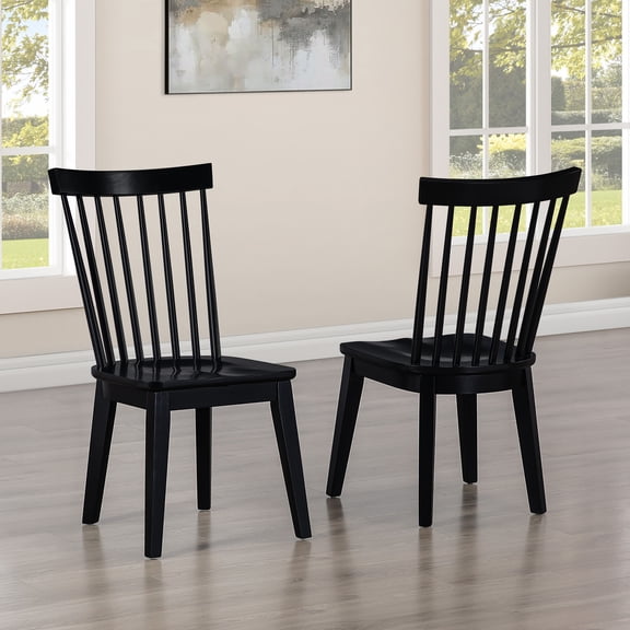 Steve Silver Vaughn Black Shaker Spindle Set of 2 Dining Chair