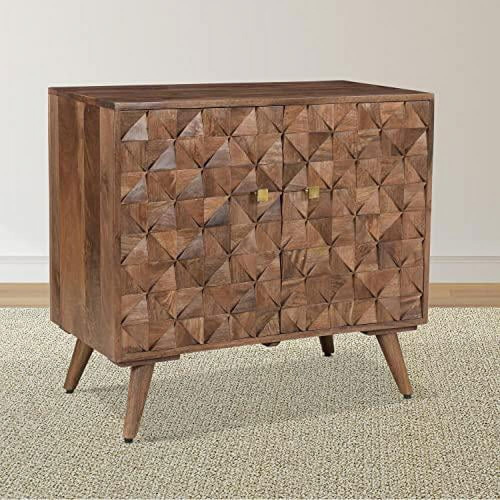 Veneto Mid-Century Modern Walnut Accent Cabinet with Adjustable Shelving