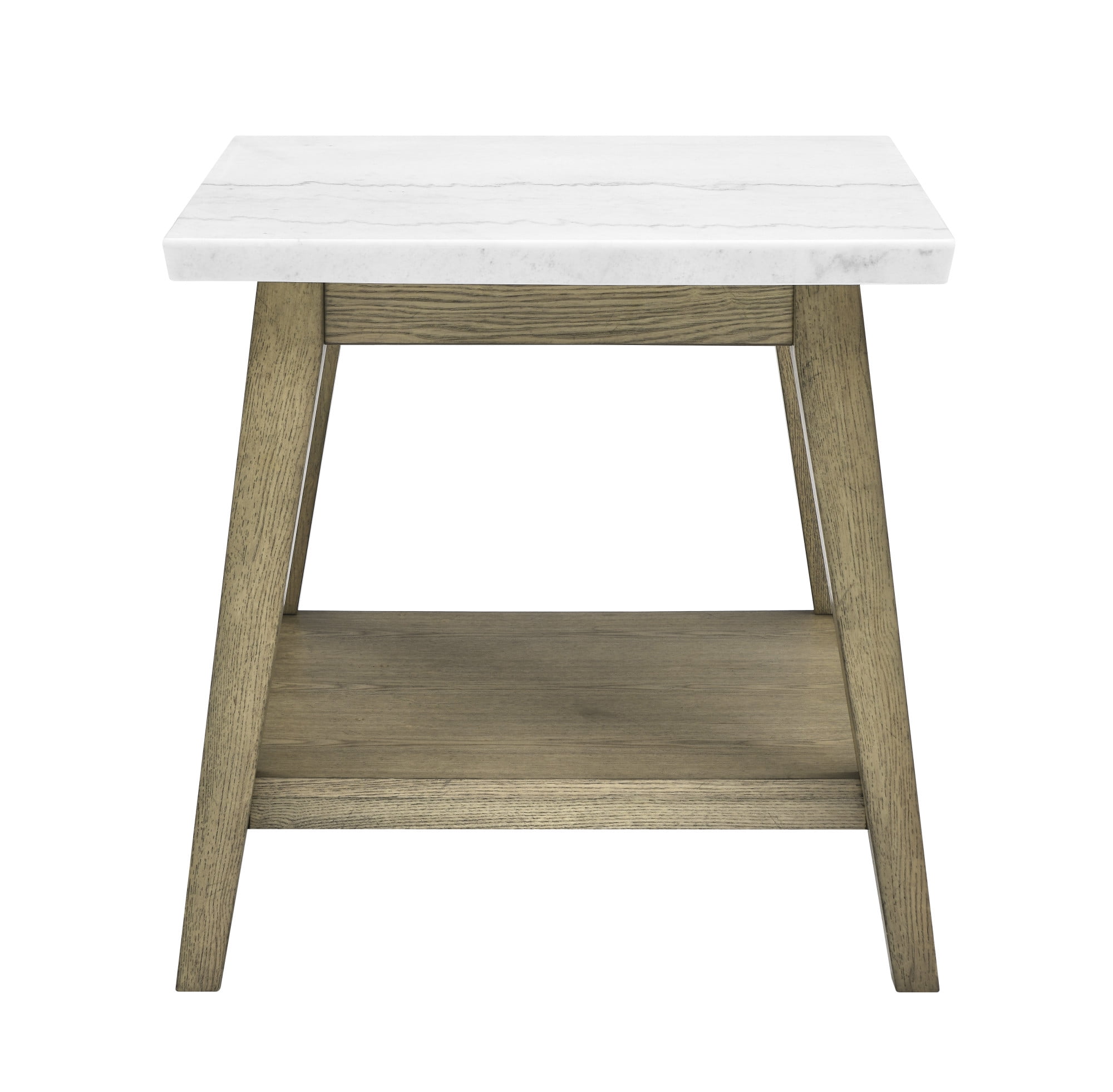 Steve Silver Vida Indoor 31.5"H Square Mid-Century Genuine Marble End Table with Storage, White
