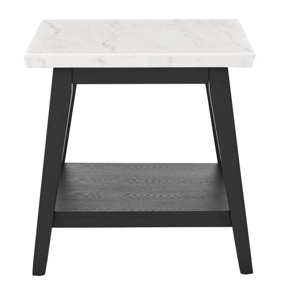 Steve Silver Vida Modern Genuine Marble Top 24" Square End Table, White