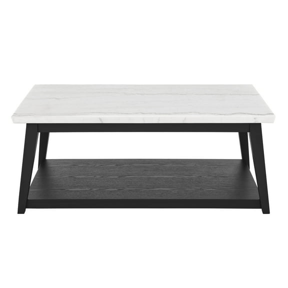 Steve Silver Vida Modern Genuine Marble Top 48" Rectangle Coffee Table, White