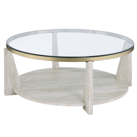 Steve Silver Wanda 42 Round Glass Top Coffee Table with Casters